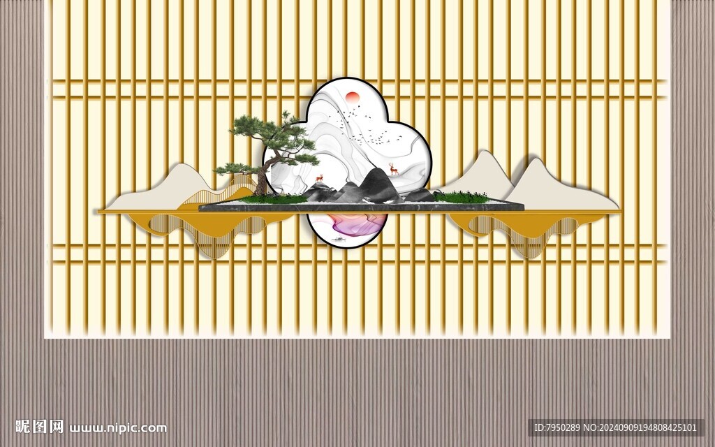 新中式背景墙  