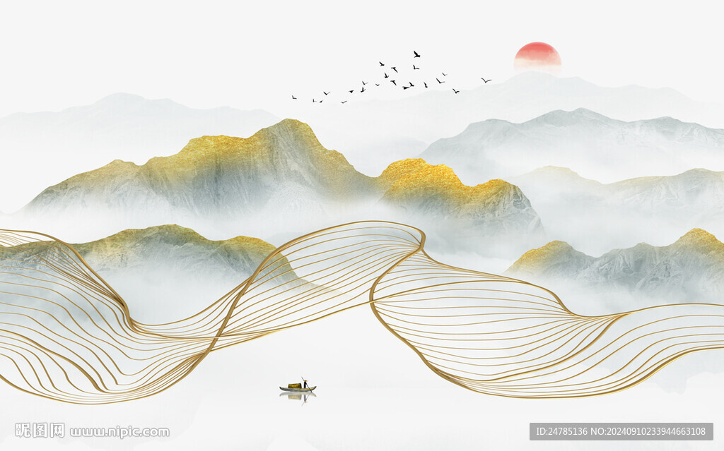 金色山水画