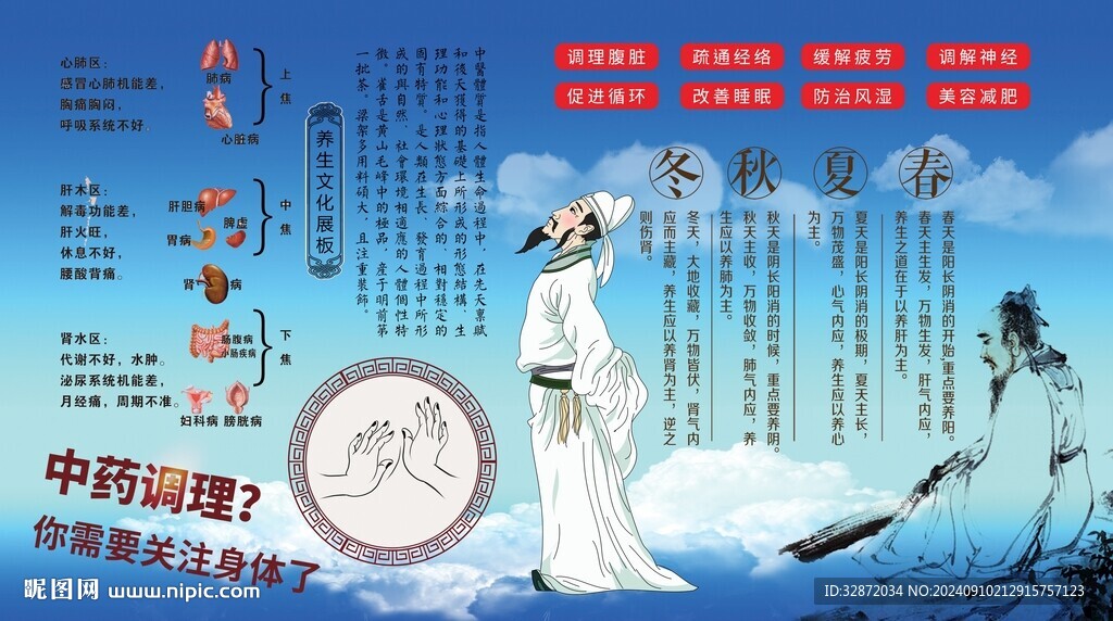 四季养生背景墙
