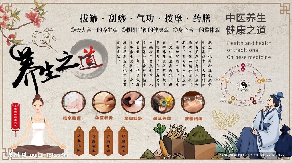养生之道背景墙