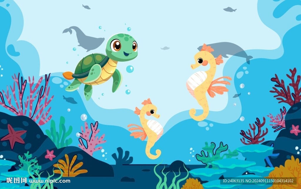 卡通海洋世界背景墙