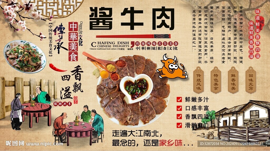 酱牛肉背景墙