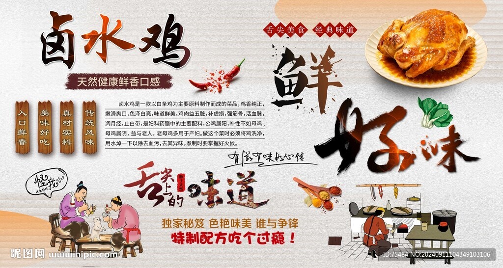 卤水鸡背景墙