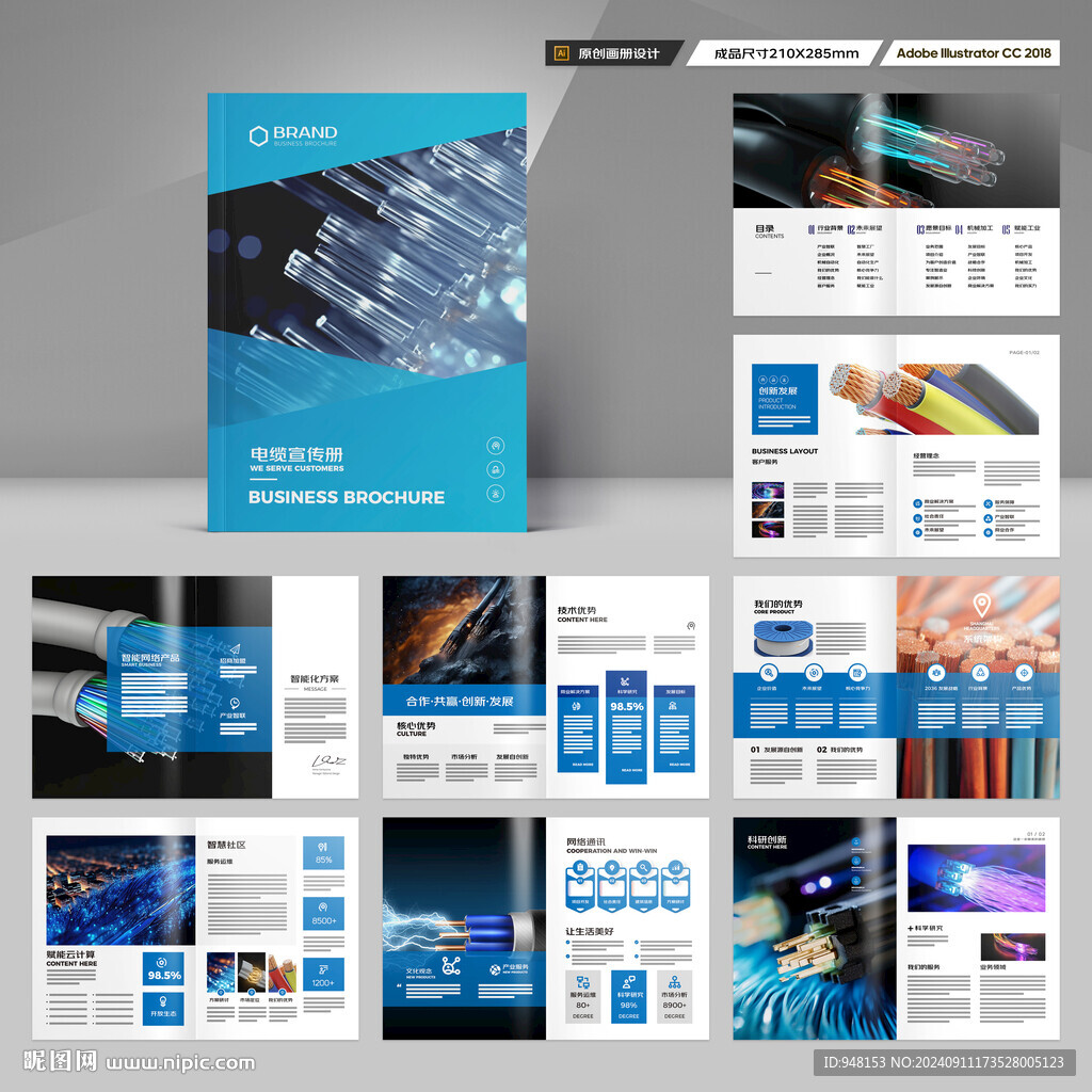 蓝色电缆画册
