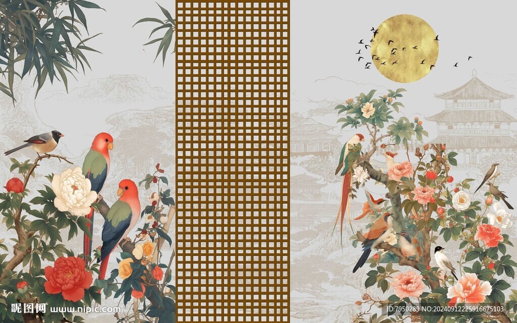 新中式背景墙 