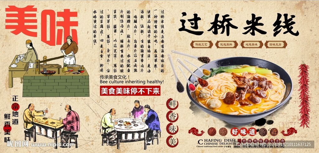 过桥米线背景墙