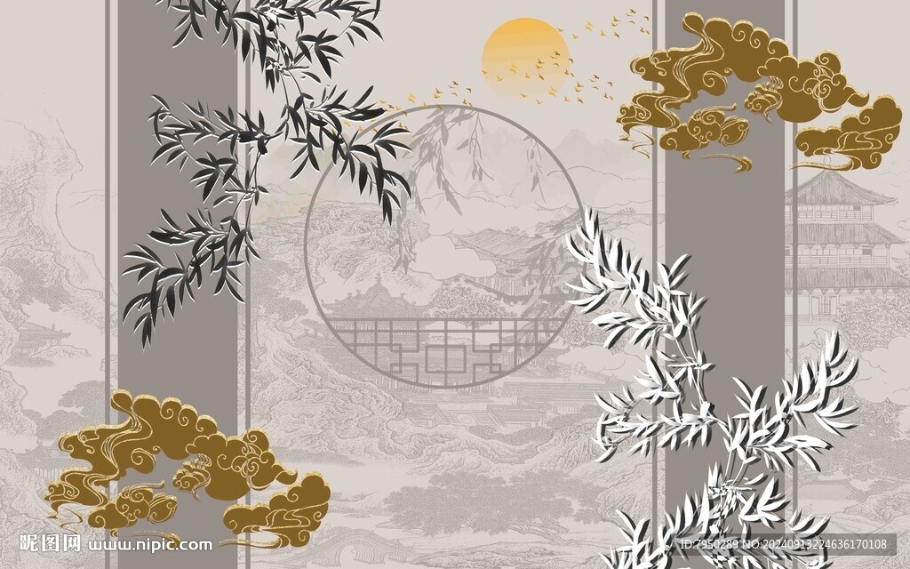 新中式背景墙 