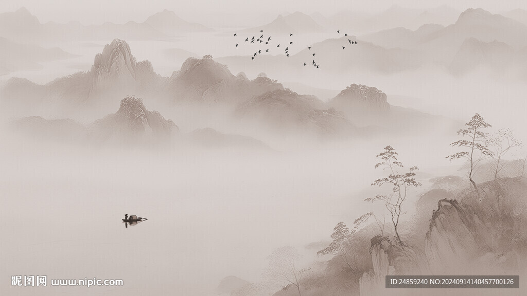 中国山水背景墙