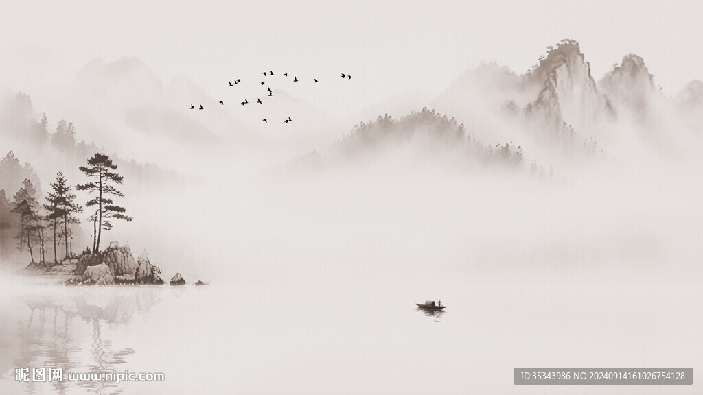 水墨山水国画素材背景