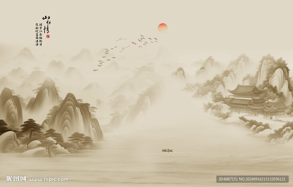 禅境水墨装饰画背景墙