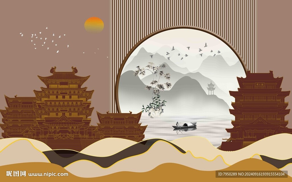 新中式背景墙  