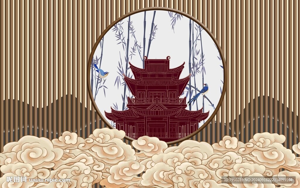 新中式背景墙 