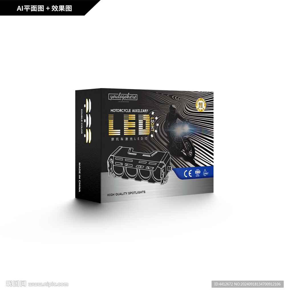 LED高端摩托车车灯包装