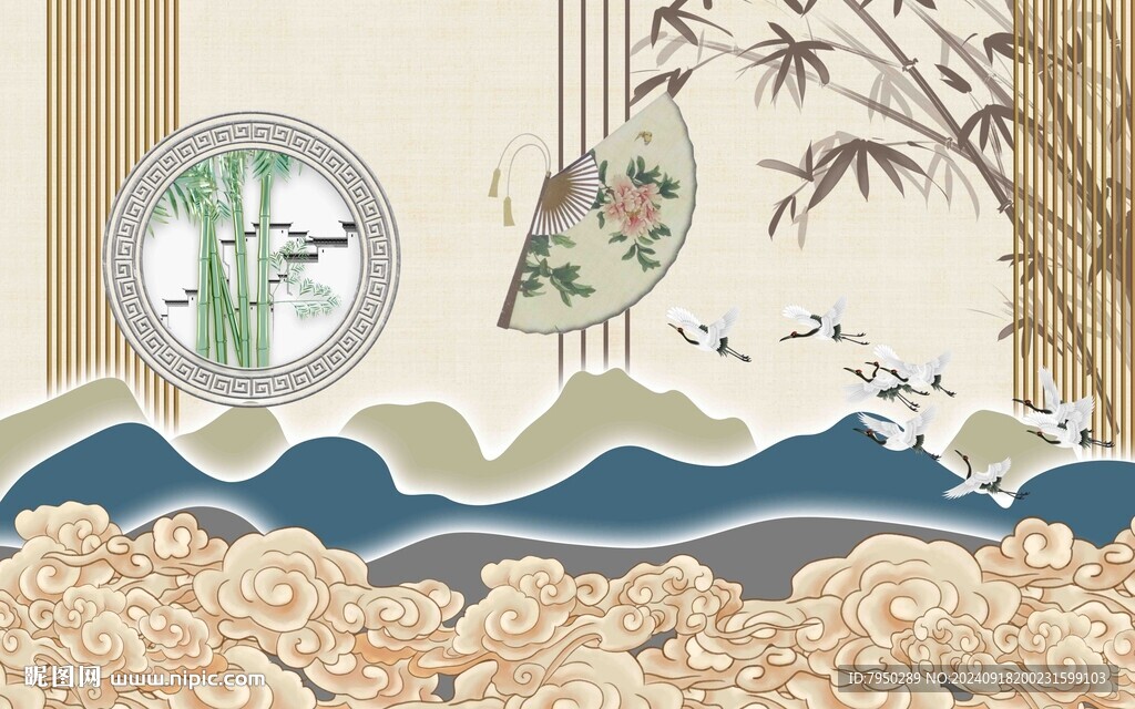 新中式背景墙  