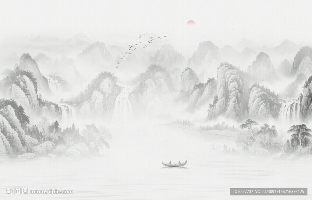 新中式水墨山水画