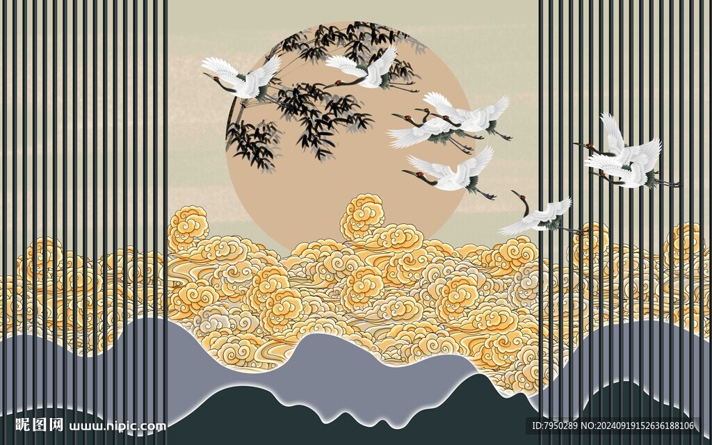 新中式背景墙  