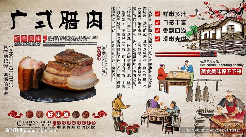 广式腊肉背景墙