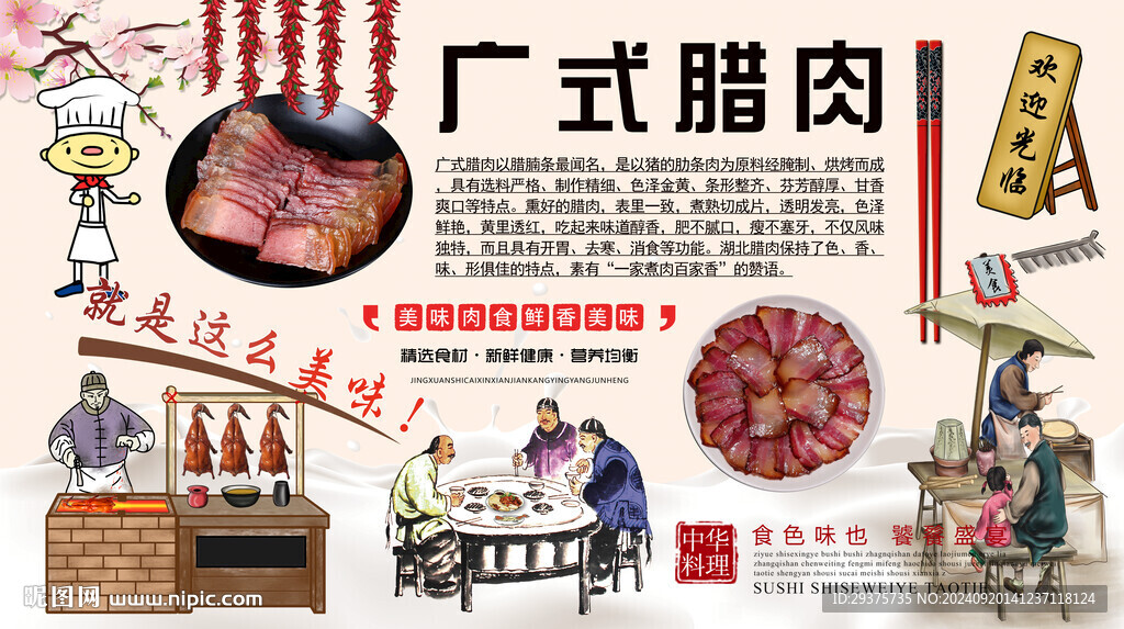 广式腊肉背景墙