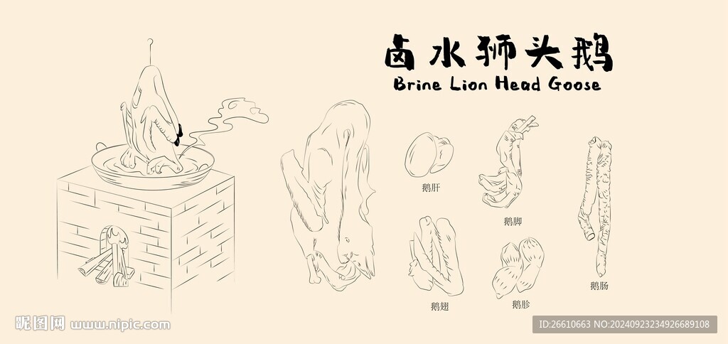 狮头鹅手绘