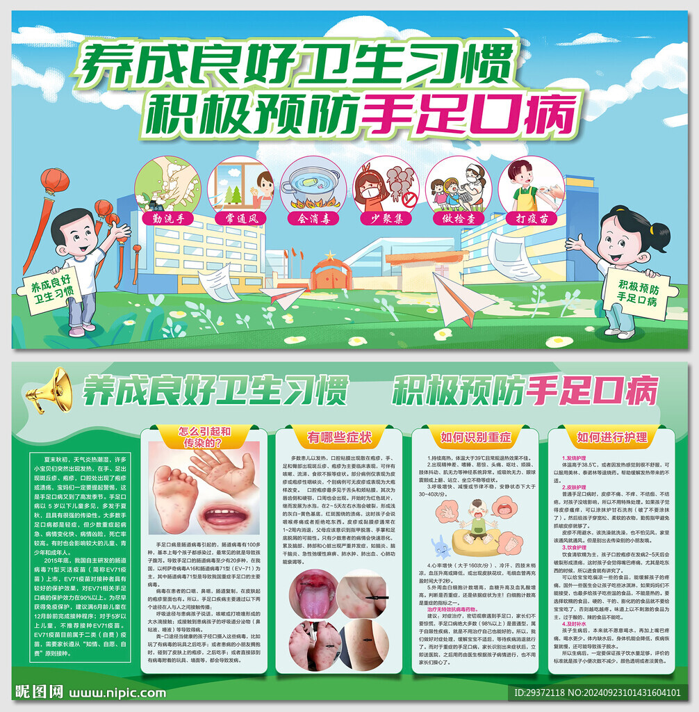 2024积极预防手足口病展板