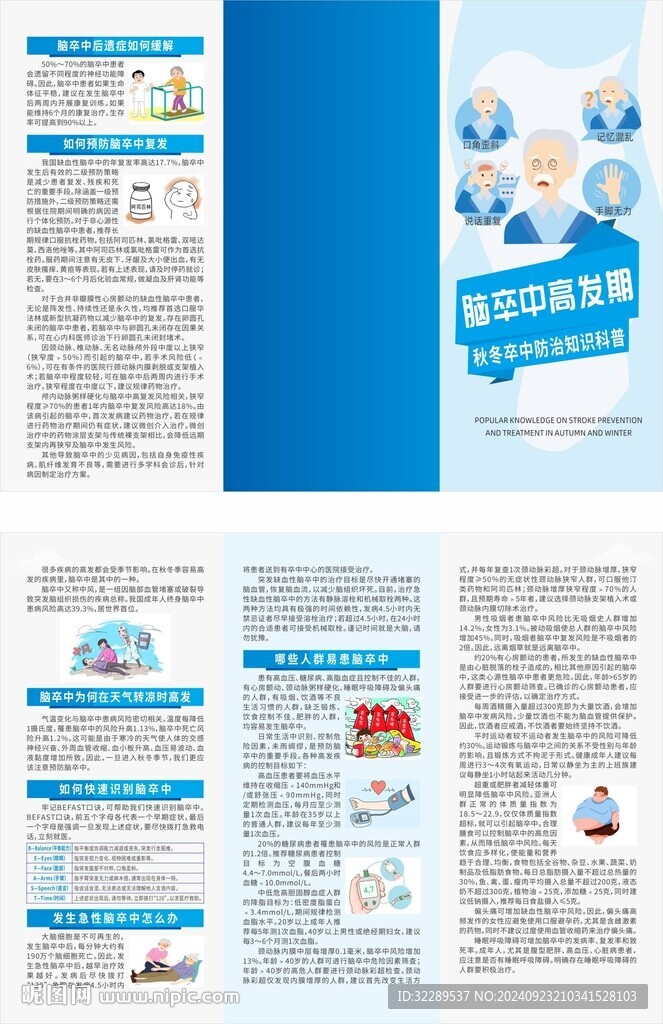 秋冬卒中防治知识科普三折页
