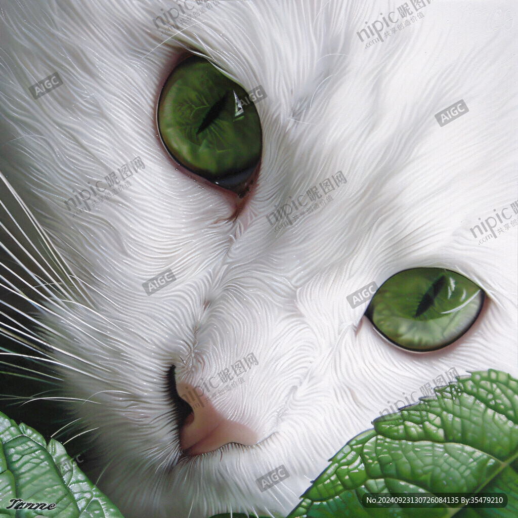 手绘大眼萌猫咪装饰画