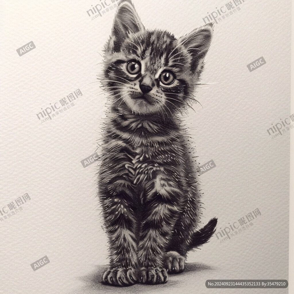 写实猫毛茸茸宠物插画