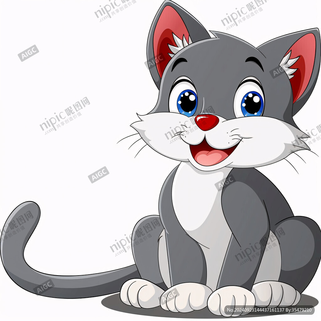 开心的猫插画