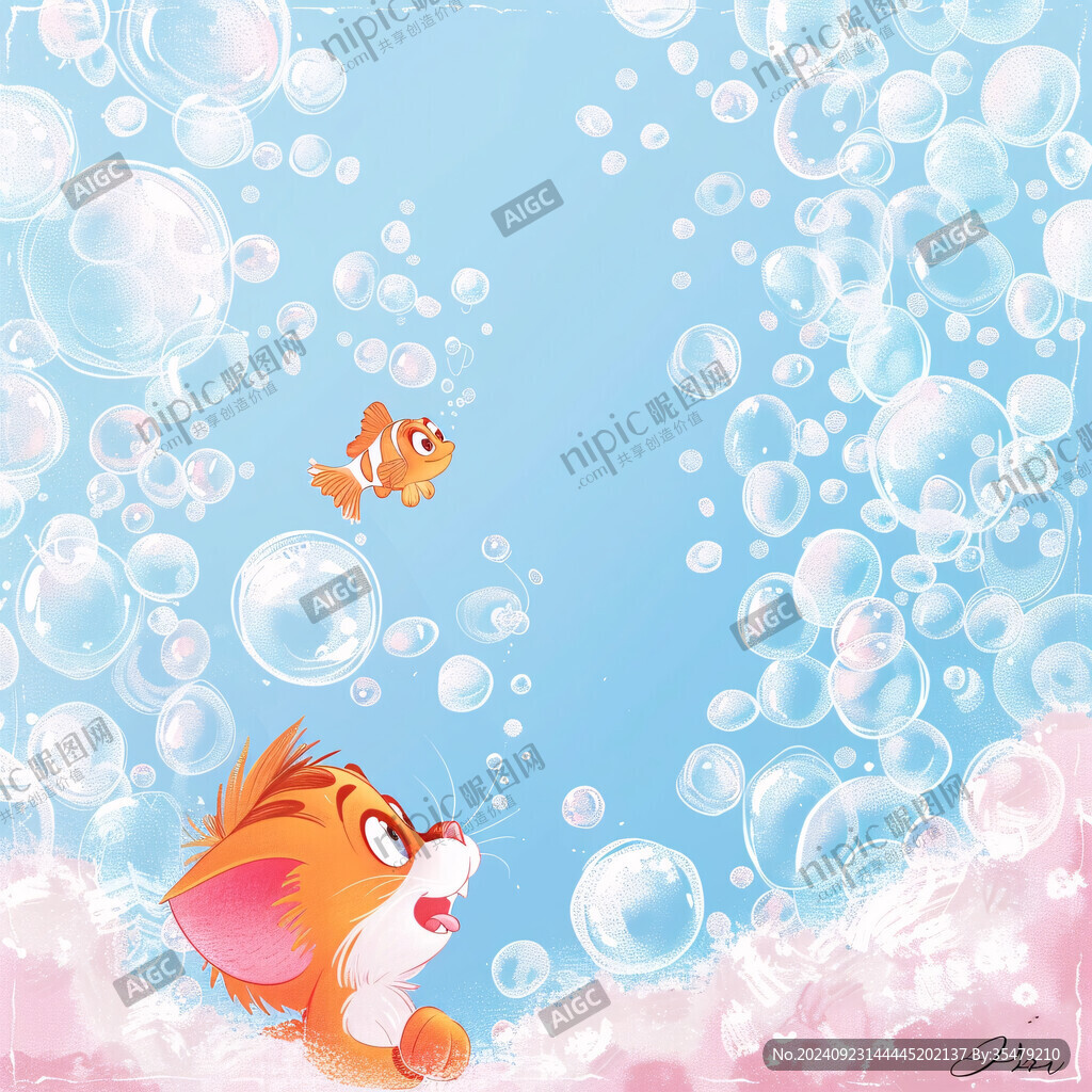 吹泡泡插画