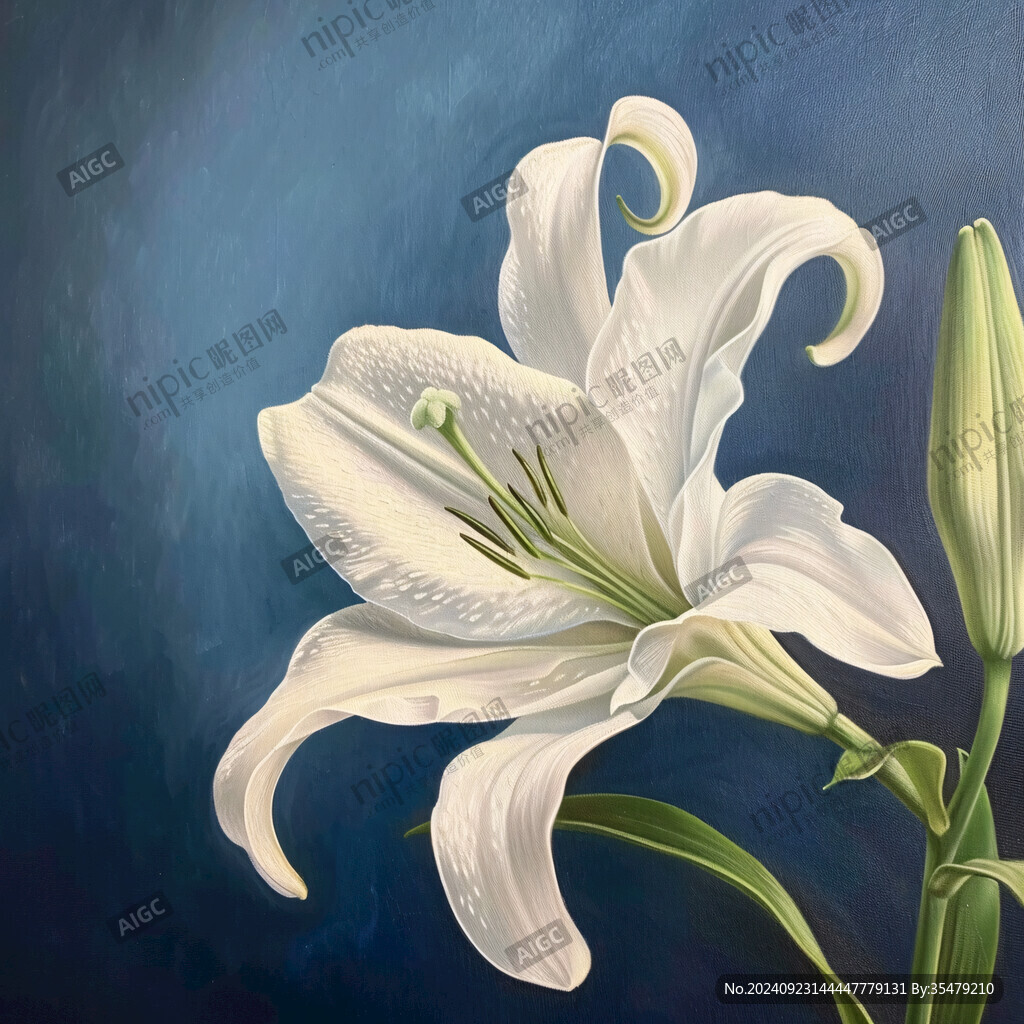 油画花卉百合