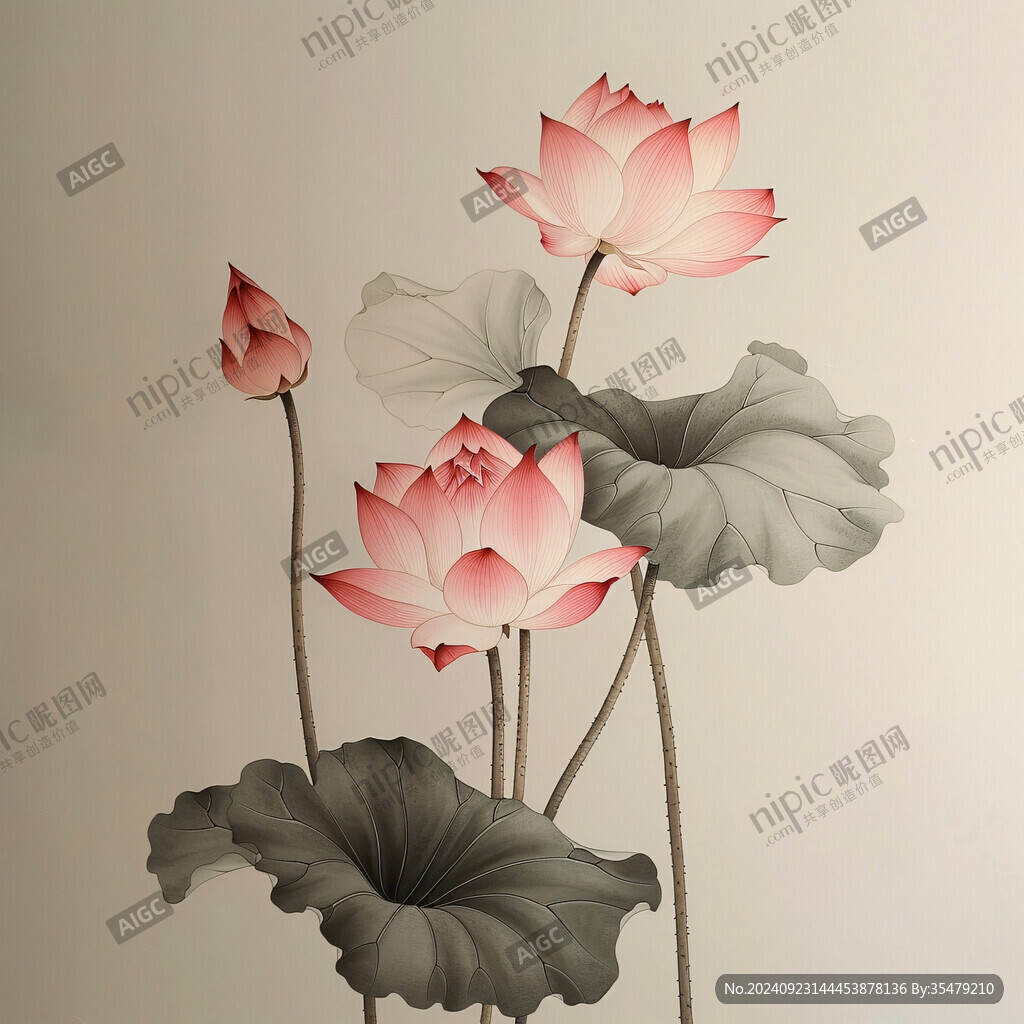 墙绘荷花