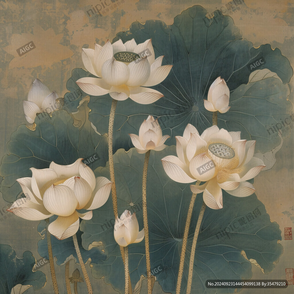 黄色荷花壁画