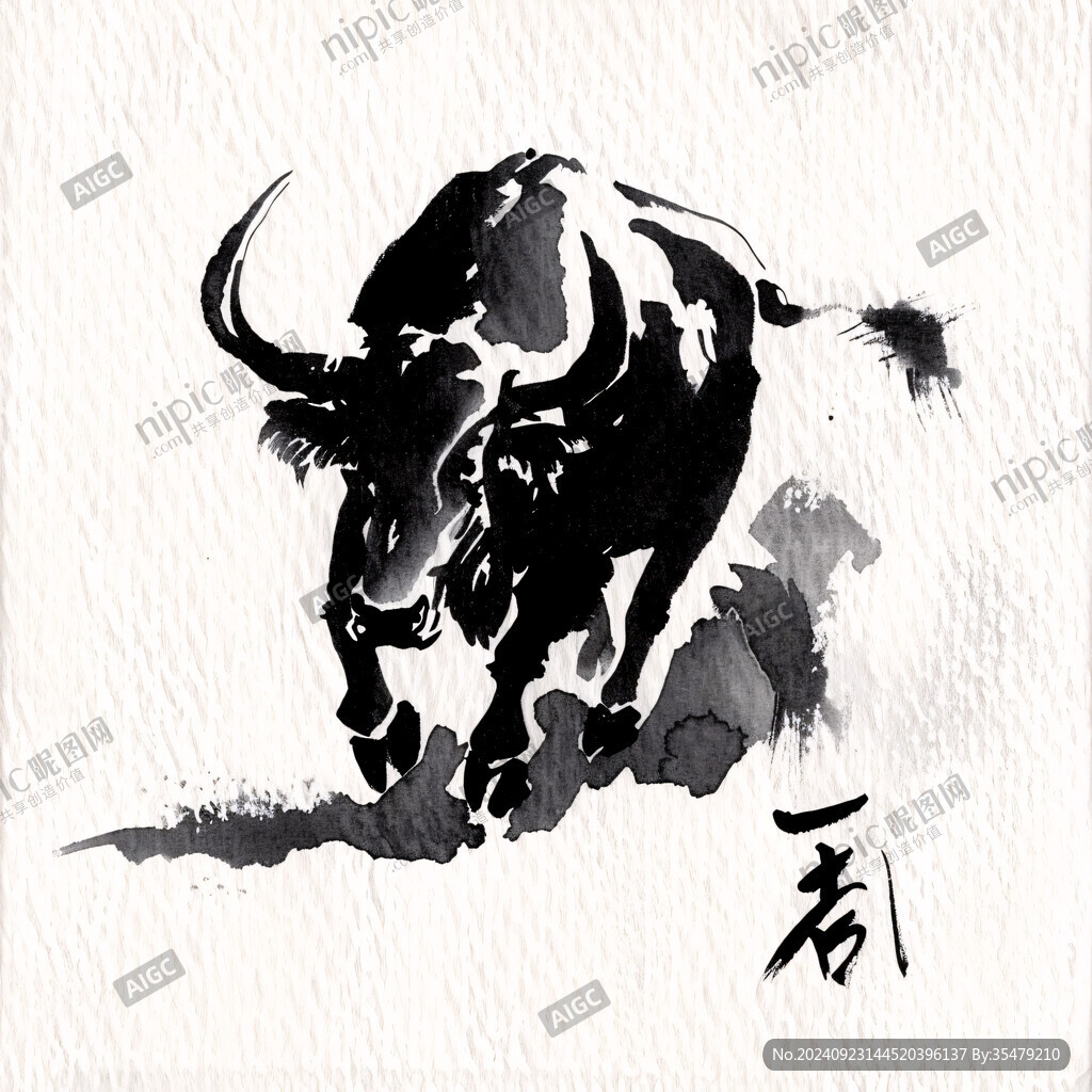 水墨风牛年素材