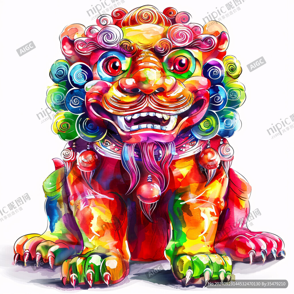 彩色神兽雕像