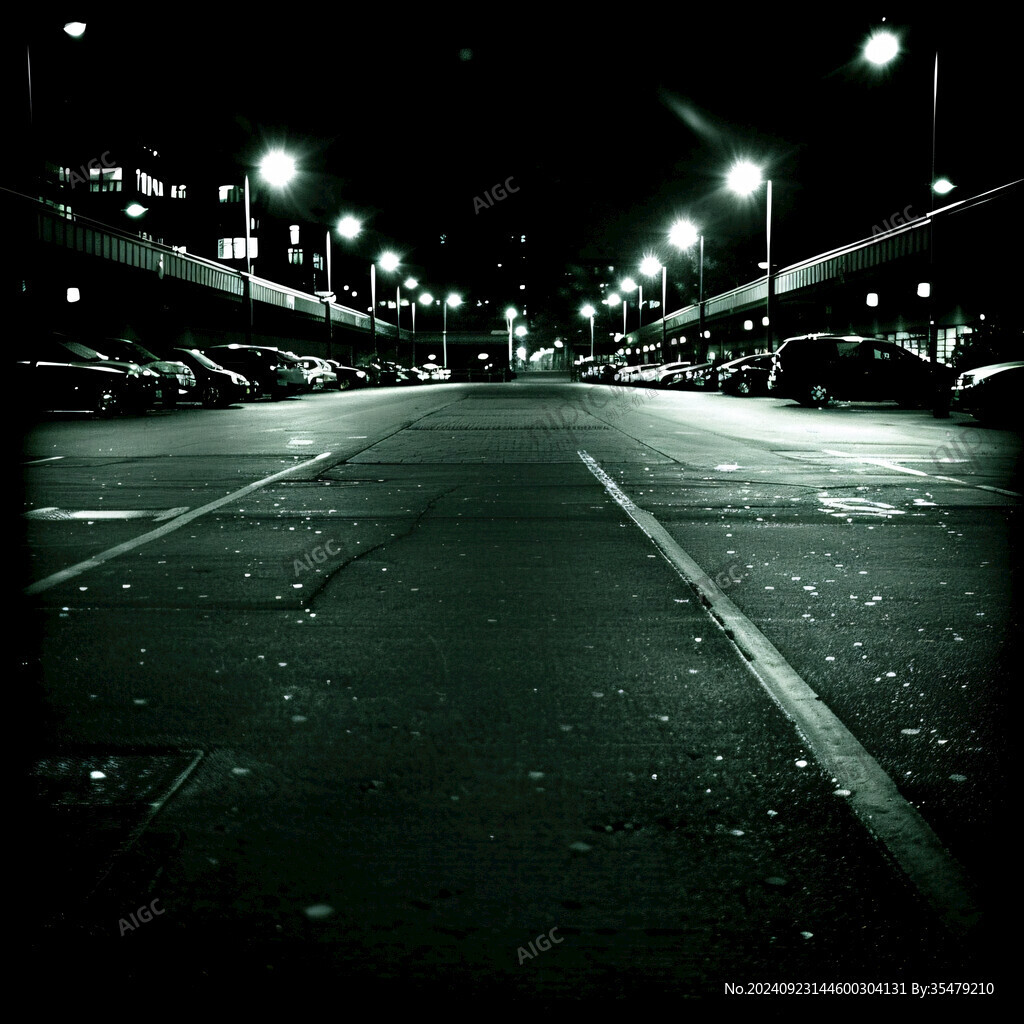 黑白道路夜景