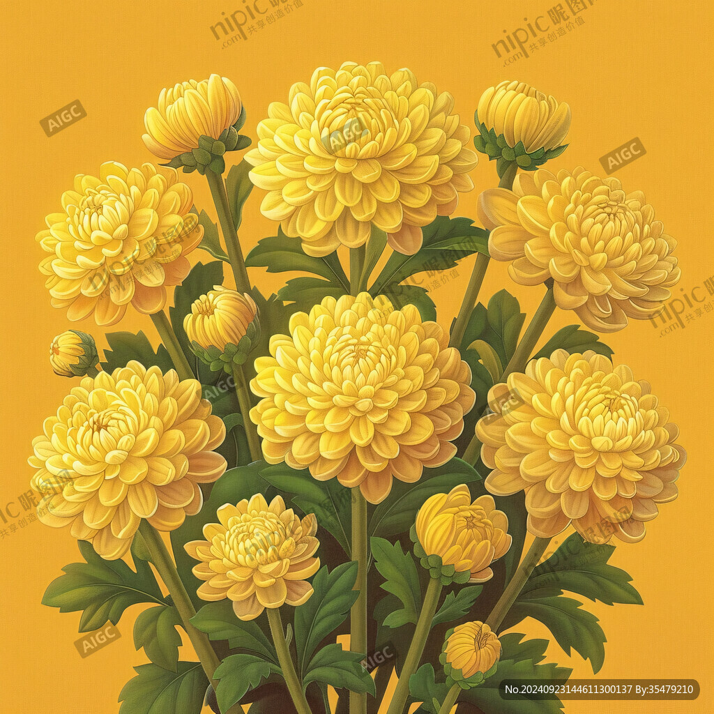 国潮菊花插画