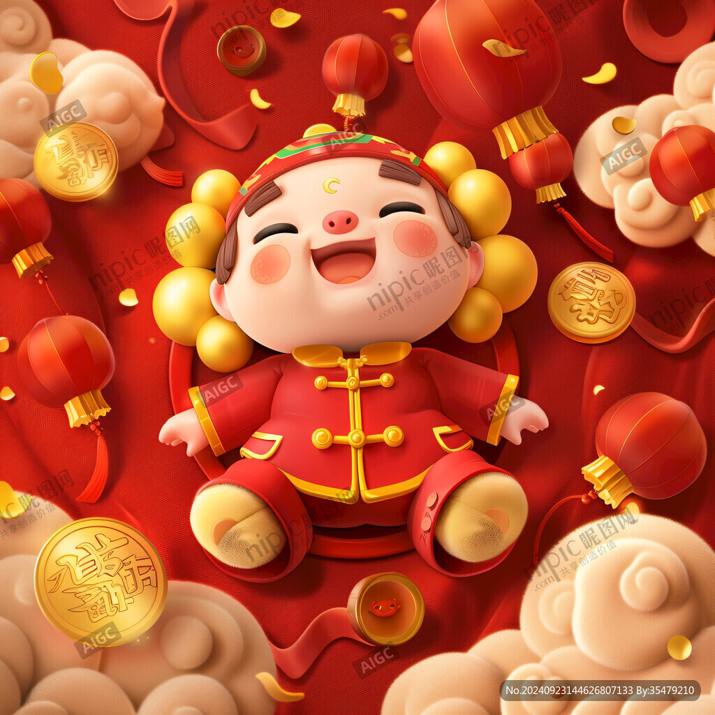 喜庆娃娃插画
