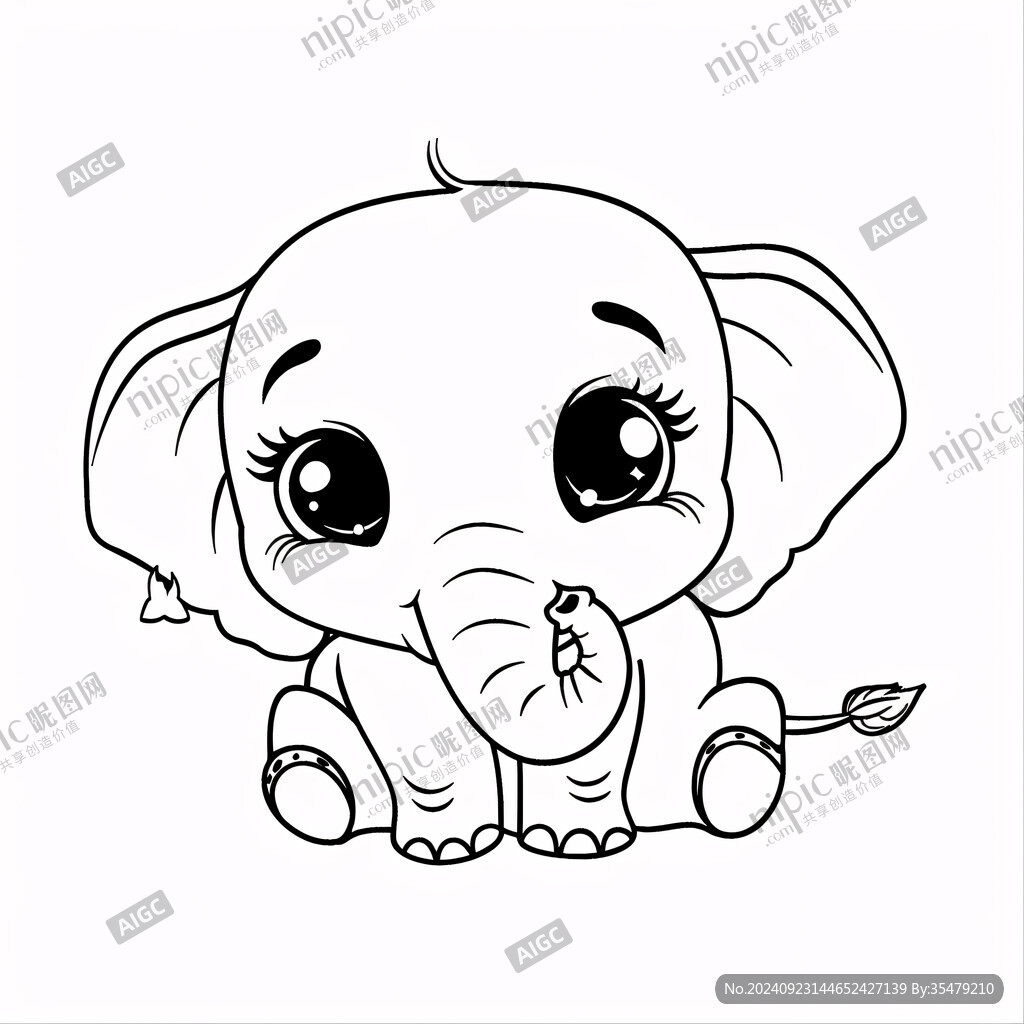 q版大象手绘插画
