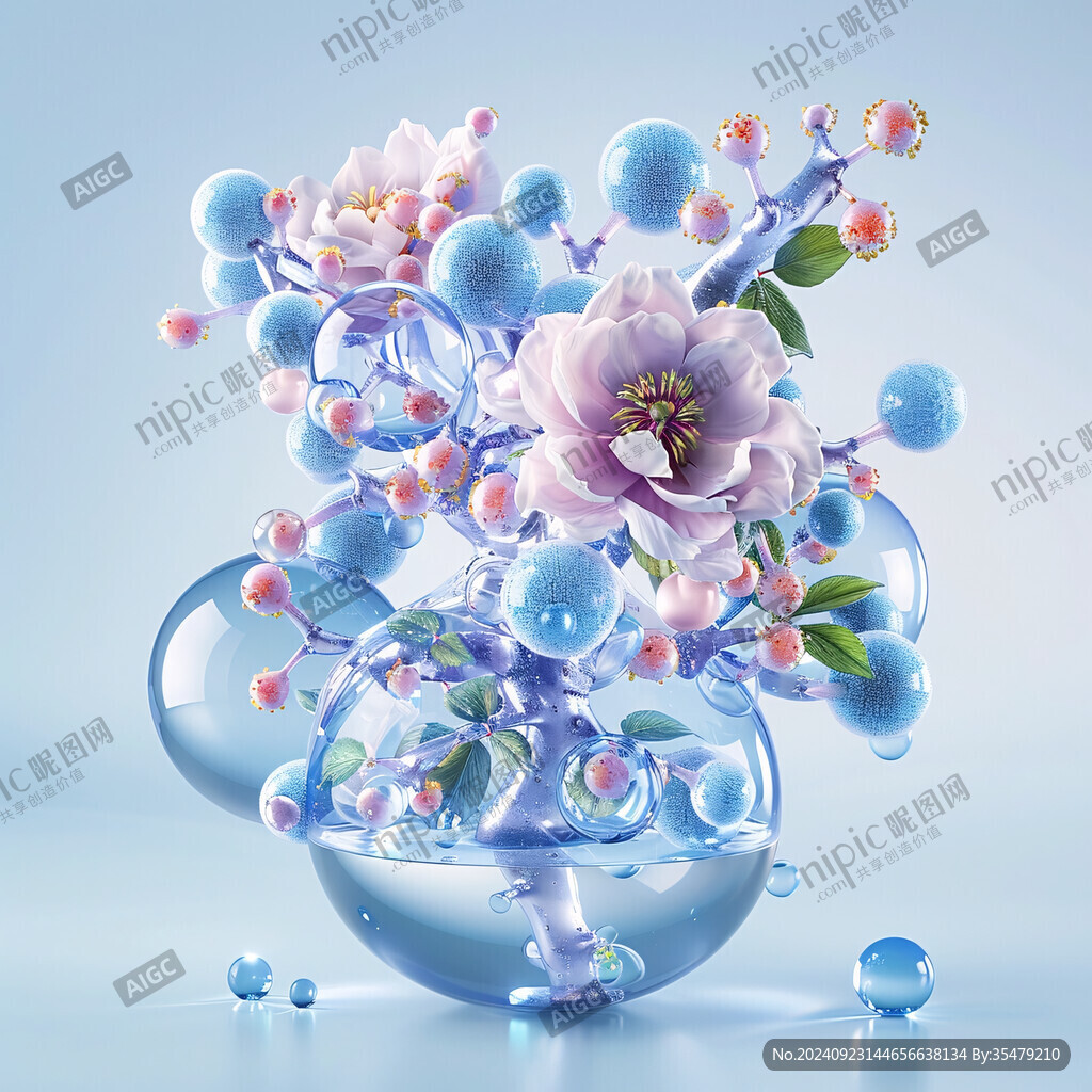 蓝色花美陈