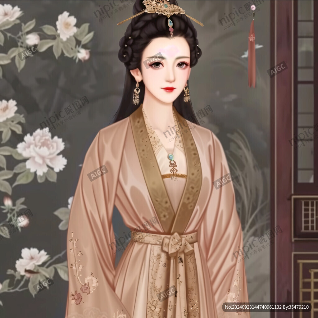 宫廷美女人物插画