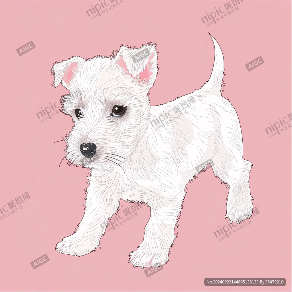 白色犬类插画