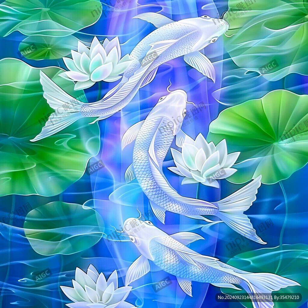 荷花鱼灰度图