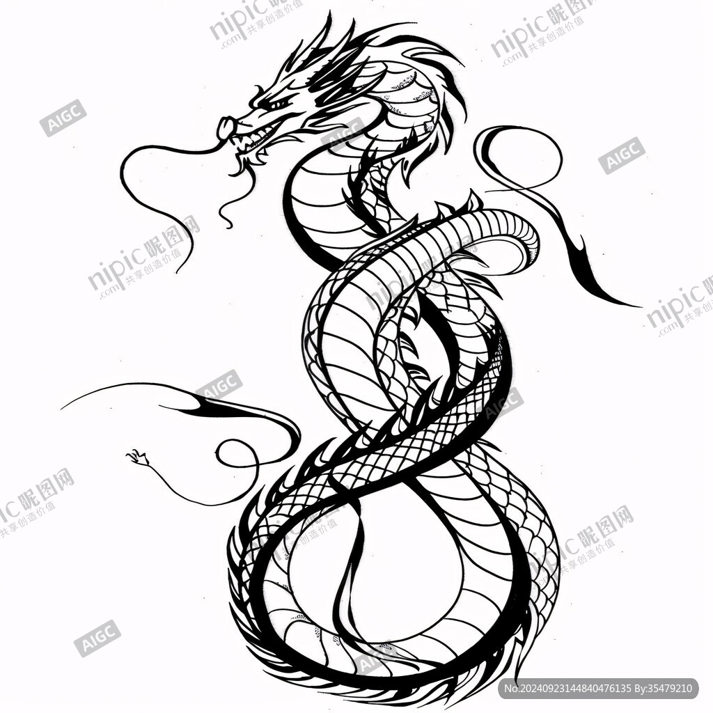 线条龙纹飞龙