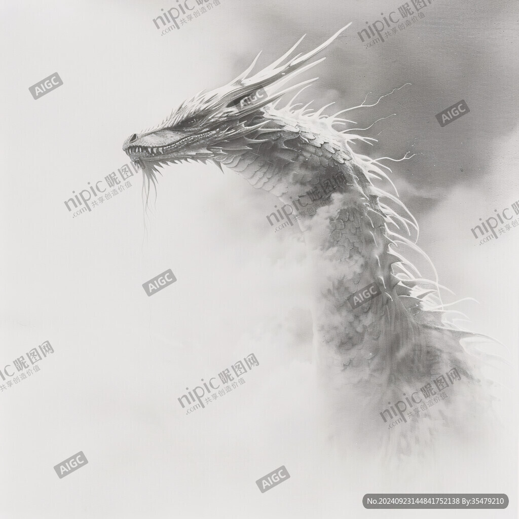 水墨龙白龙中国龙