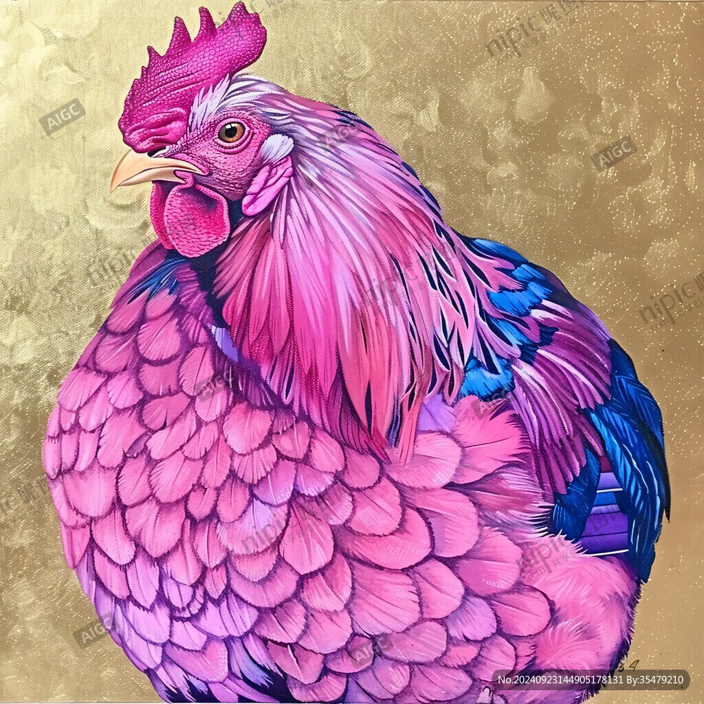 公鸡手绘装饰画