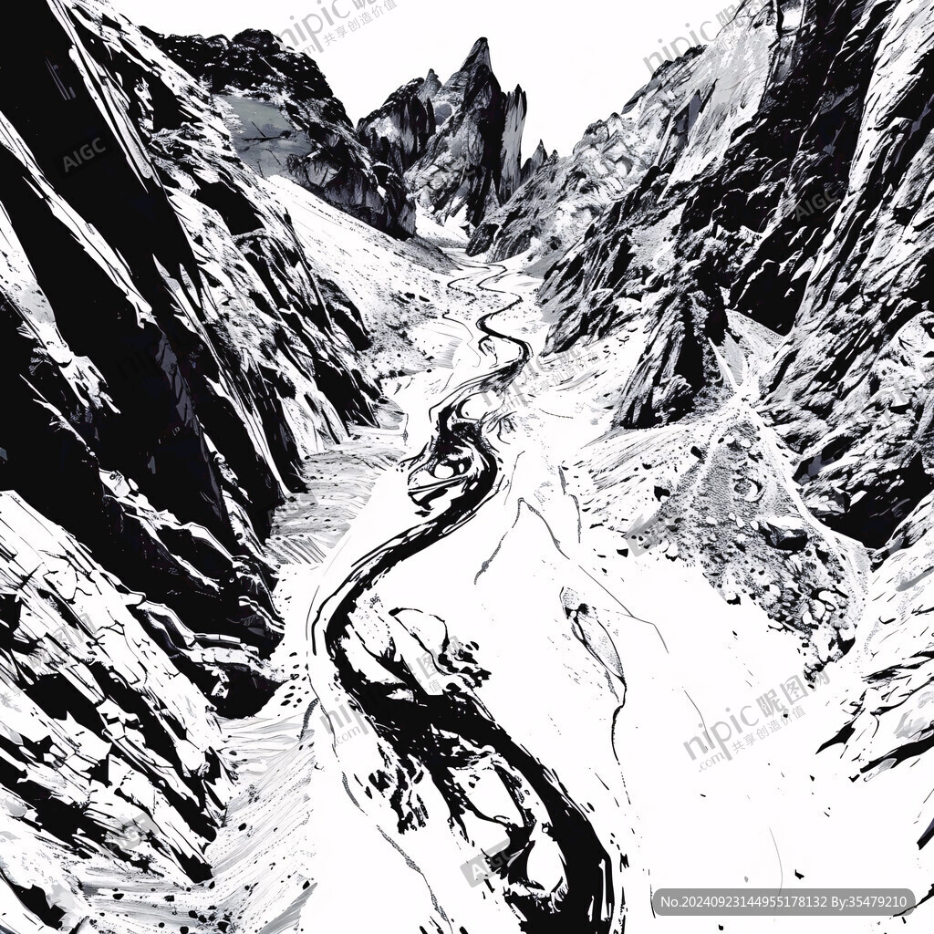 雪山河流图