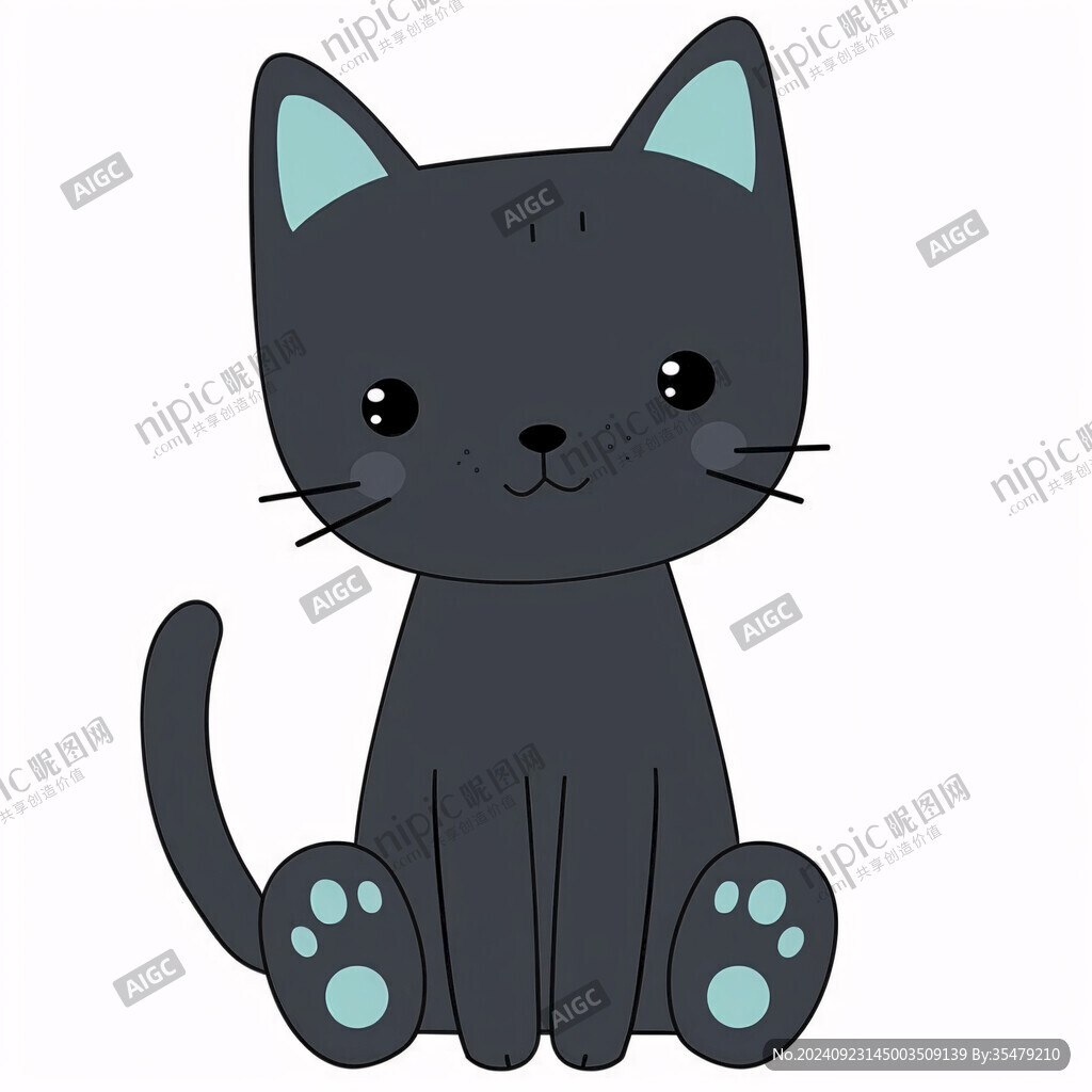 卡通小黑猫