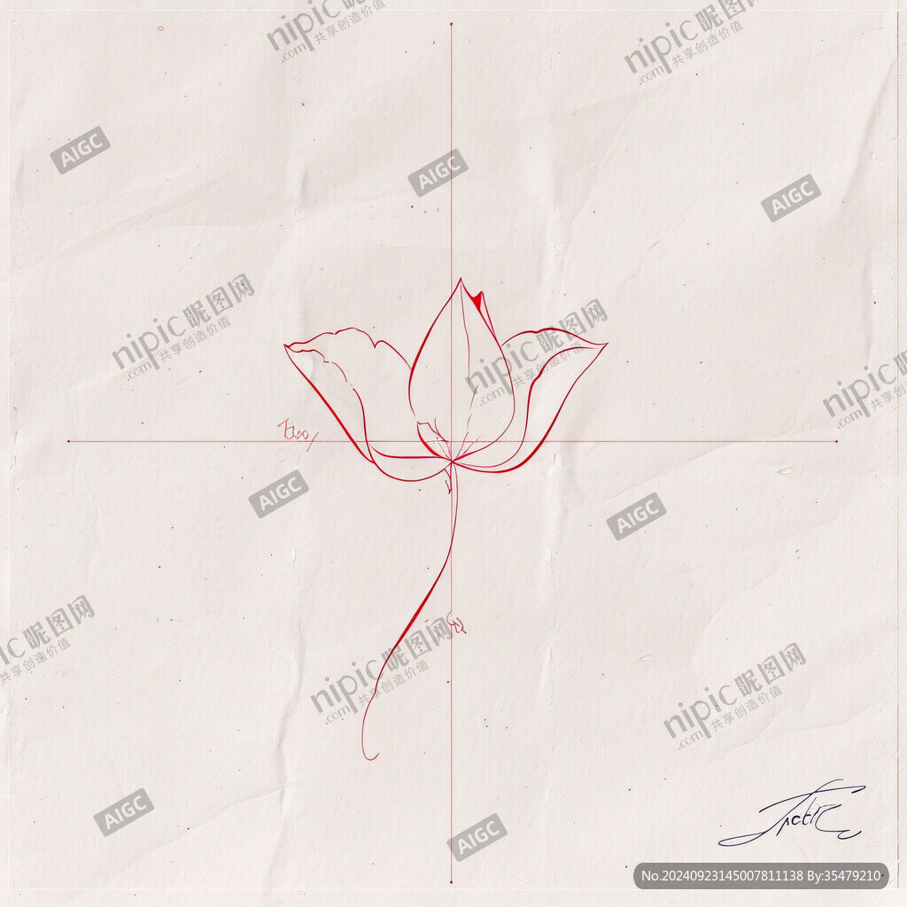 绘画花瓣描线