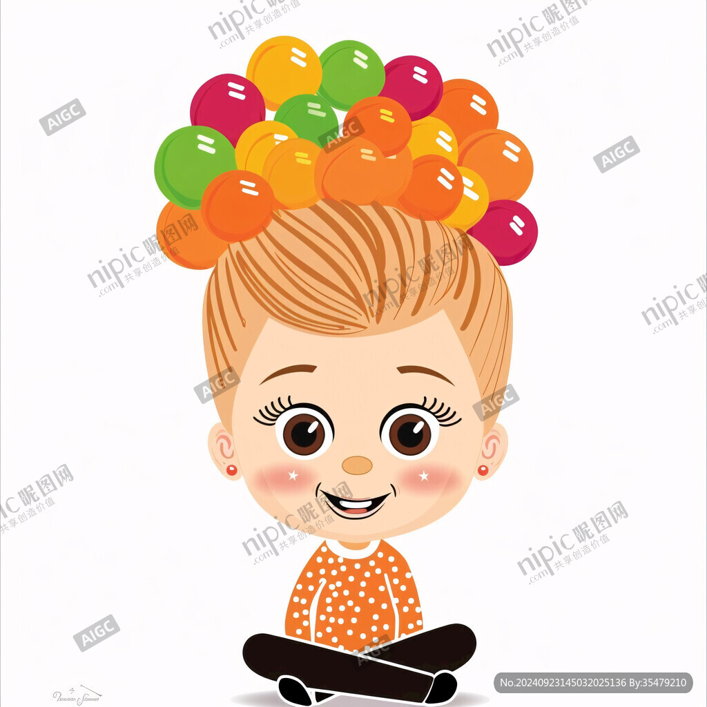 卡通西瓜头小孩