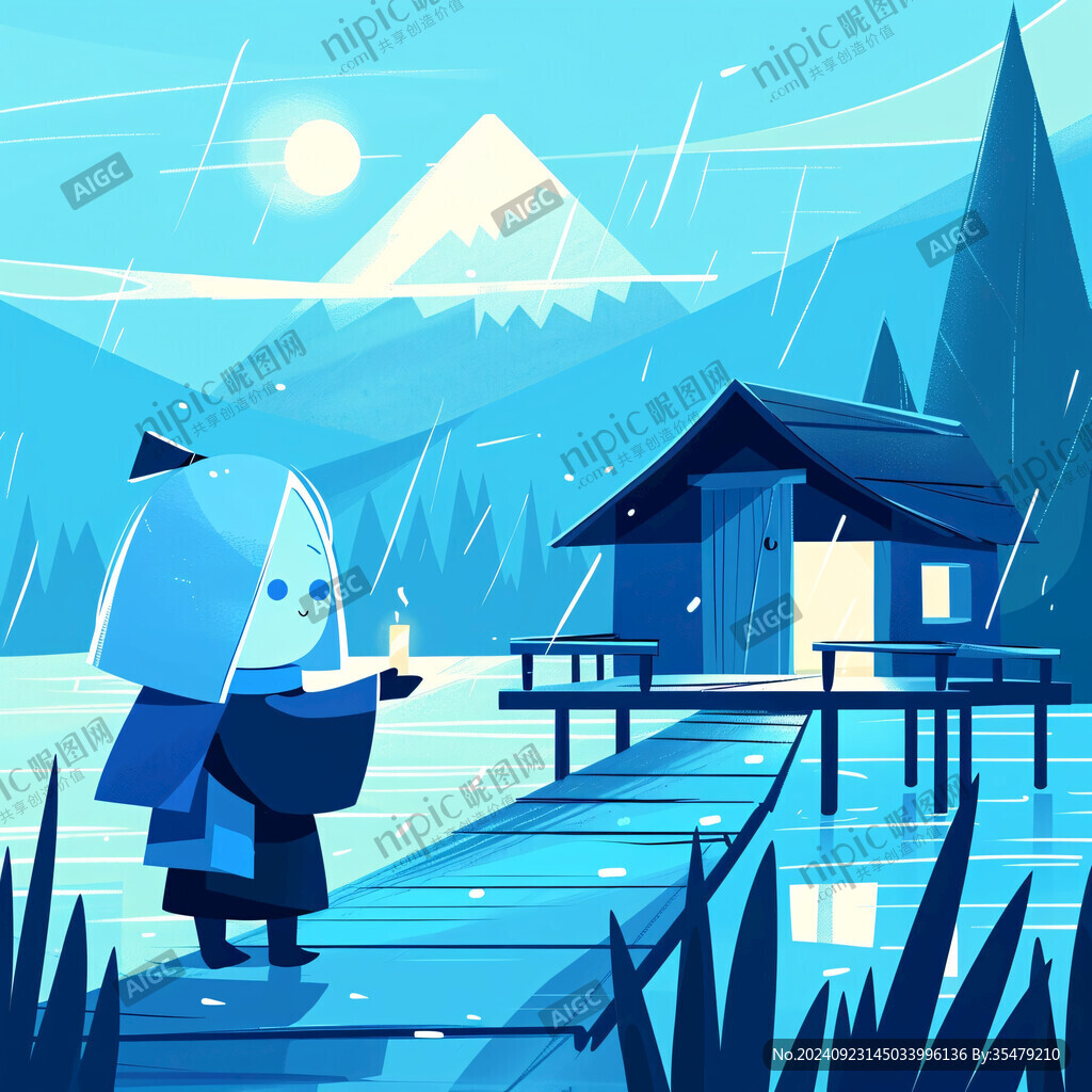 扁平卡通插画冬天